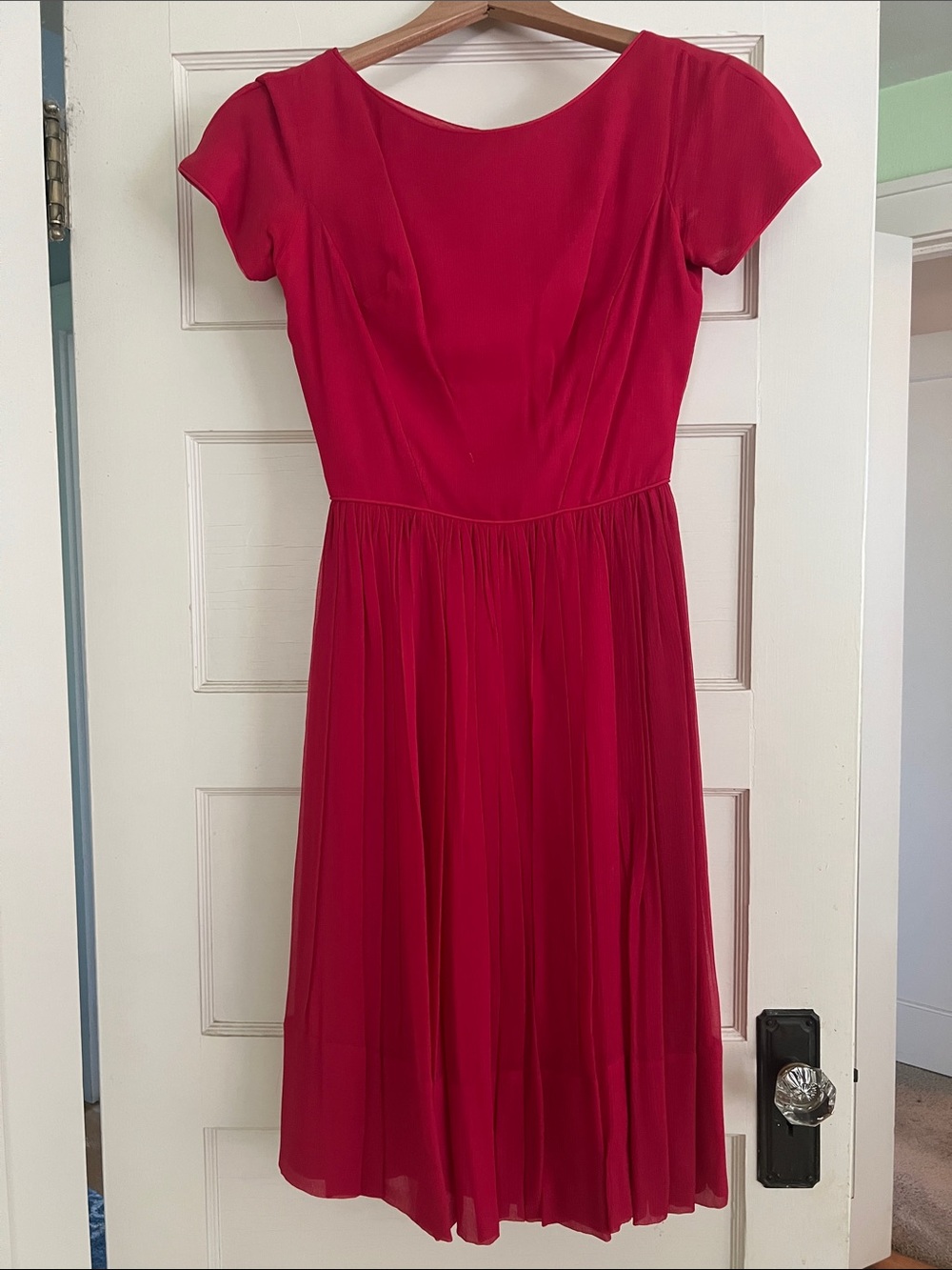 Vintage Pixie of California Cherry-Red Short Sleeve Midi Dress